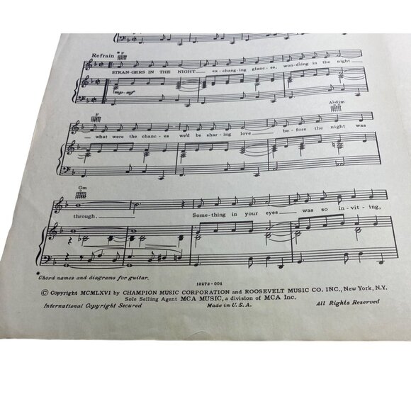 FRANK SINATRA "Strangers in the Night" 1966 Vintage Sheet Music Singleton/Snyder - Picture 3 of 5